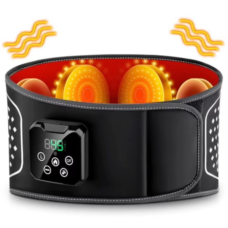 Cordless Electric Heating Pad with Massage for Lower Back Relief: 3 Vibration Modes 4 Adjustable Heating Levels 4000Mah Recharg